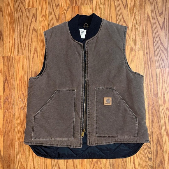 Carhartt Other - VTG Carhartt Vest XL Men's USA Union Brown Full Zip Quilt Lined Canvas V02 CHT